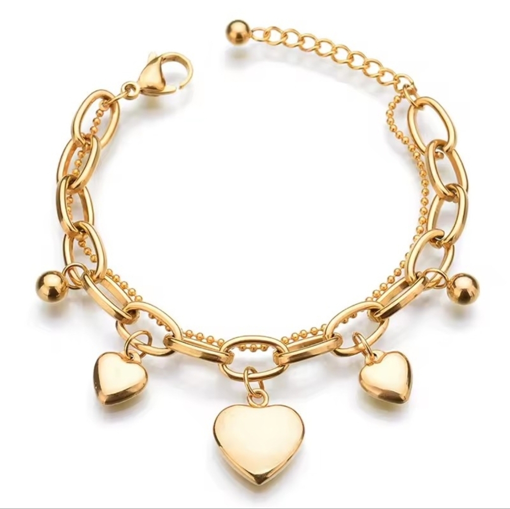 Gold Heart Charm Bracelet - Picture 4 of 4